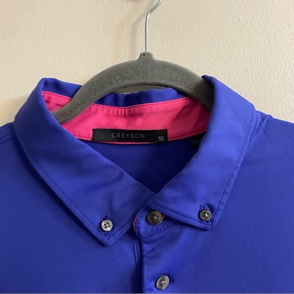 Greyson Natchez Polo Shirt Mens XL Relaxed Blue Pink Collared Golf Casual Top - Picture 4 of 15